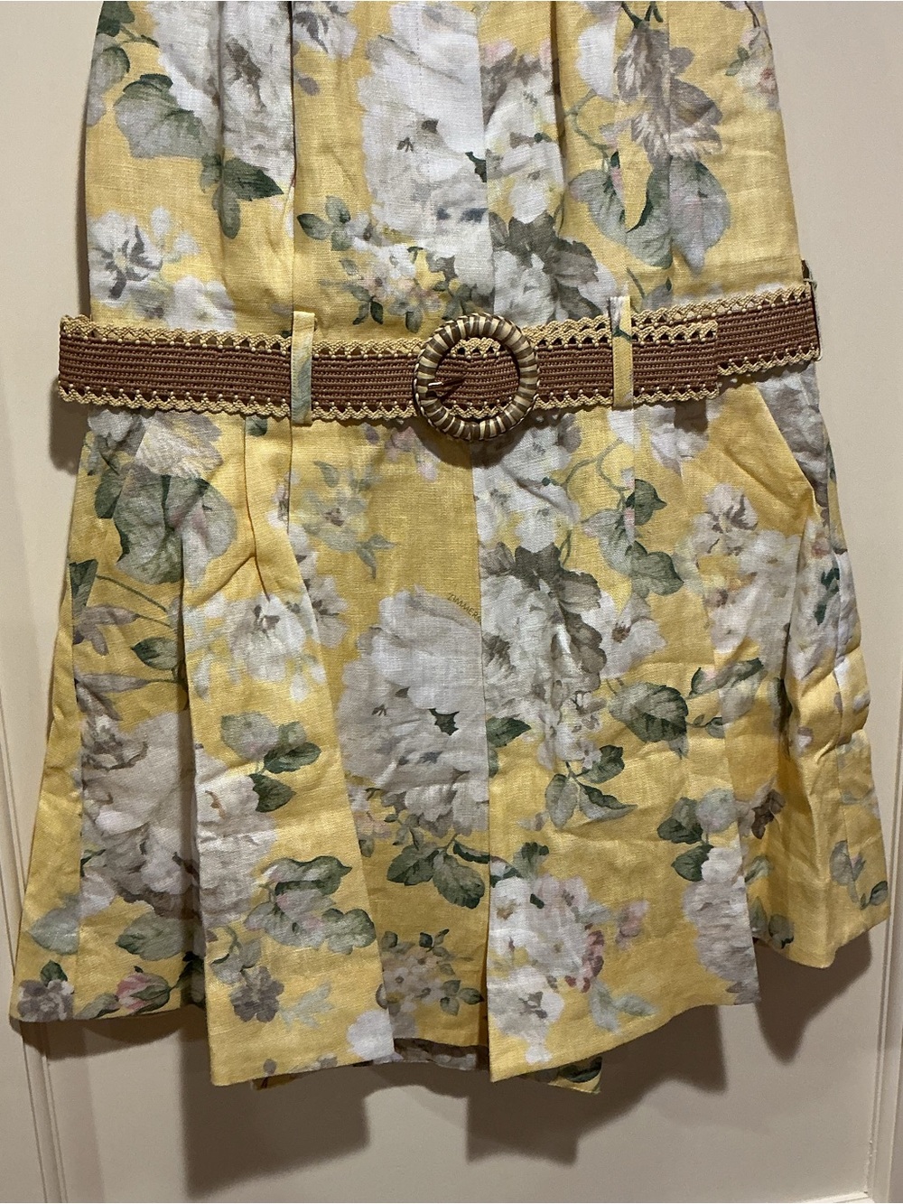 NWOT Zimmermann Yellow Floral Halter Linen Romper with Belt, Size AU 2 = M - Picture 4 of 9